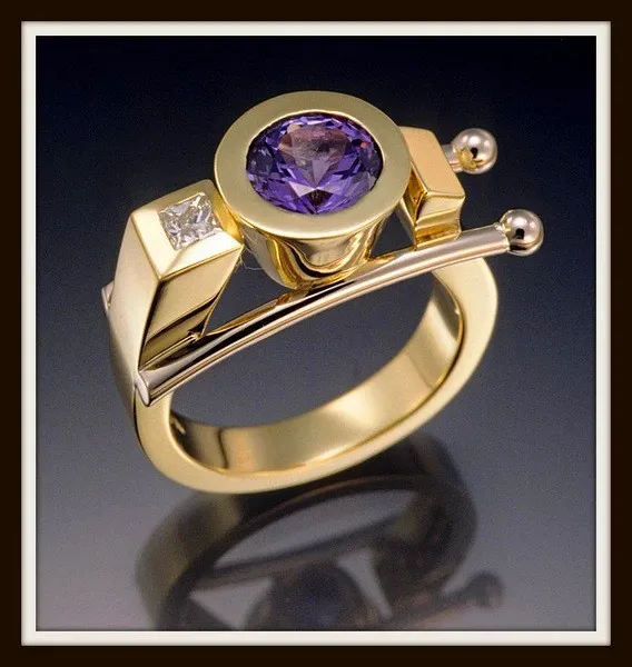 

Unique Female Round Purple Zircon Ring Fashion Gold Filled Party Engagement Ring Luxury Crystal Promise Wedding Rings For Women