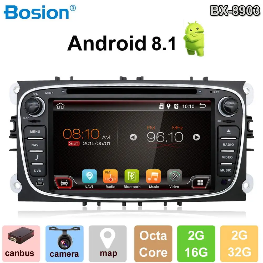 Автомобильный DVD плеер с GPS восьмиядерным процессором Android 8 1 2 Din для FORD/Focus/S MAX/Mondeo/C