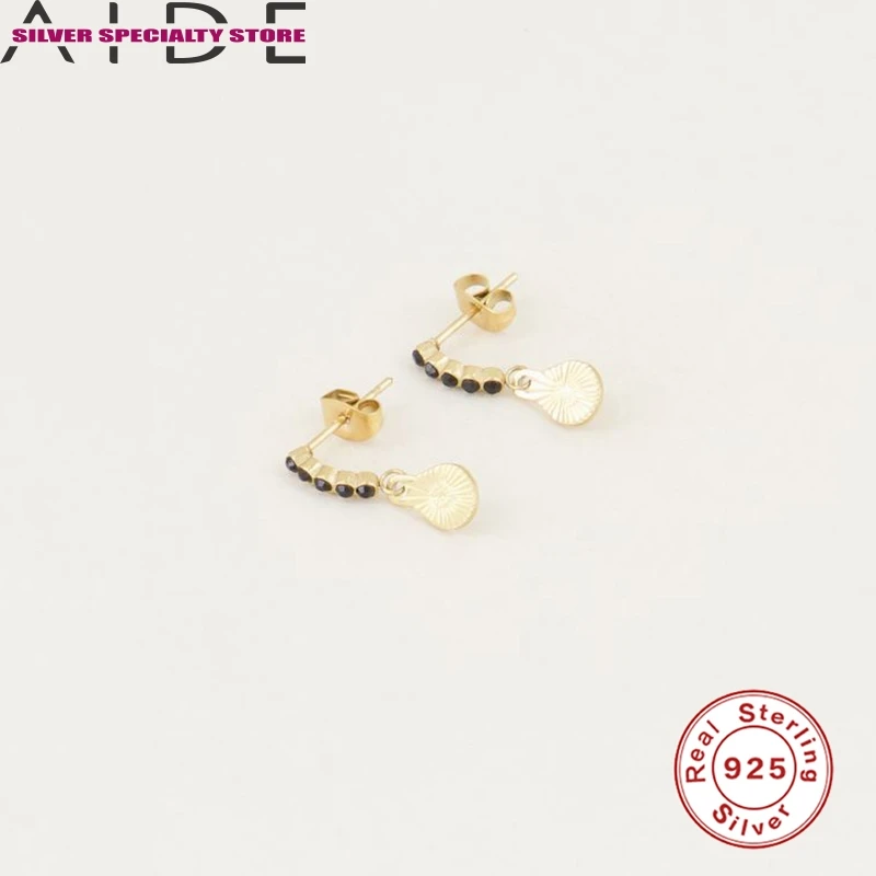 

AIDE Black Diamond Earrings For Women Gold 925 Silver Earrings Fashionable Earrings Jewelry Zircon Pendientes Brincos Aretes