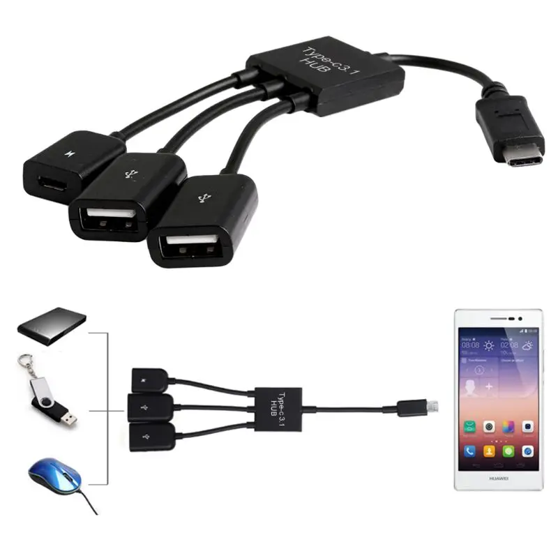 3в1 USB 3 1 Type C к Micro 2 0 хост зарядного устройства OTG концентратор кабель