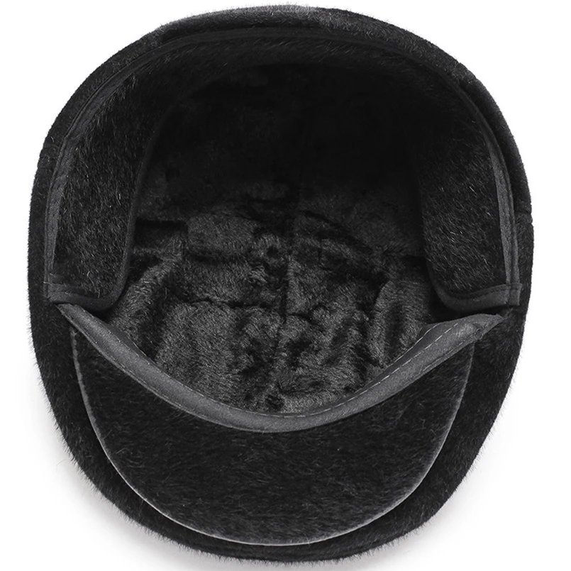 Brand New Beret Men Faux Fur Vintage Winter Beret Dad Hat Thicken Winter Cap Fashion Vintage Autumn Winter Hats for Men Flat Cap