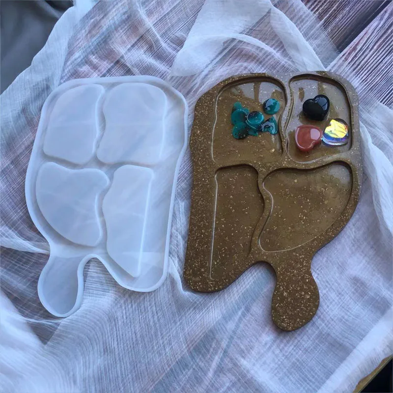 

Асимметричный поднос из смолы, поднос для фруктов, поднос для тарелки и чая, поднос из уф смолы, силиконовая форма «сделай сам», форма для под...