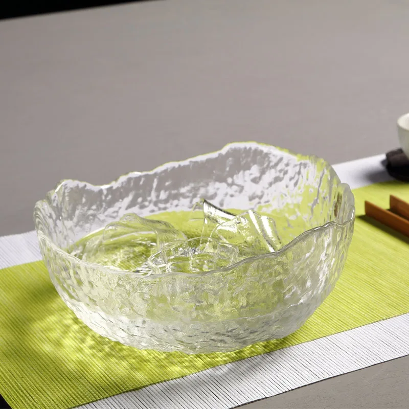 Cuenco grande de vidrio martillado hecho a mano, taza de t&eacute; lavada, resistente al calor, decoraci&oacute;n de habitaci&oacute;n-2