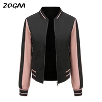 zogaa womens jacket quilted jacket color matching baseball uniform bomber jacket