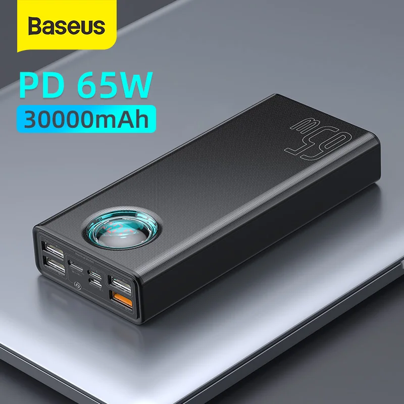 

Новинка 2022, внешний аккумулятор Baseus 65 Вт, 30000 мАч, 20000 мАч, быстрая зарядка PD QC 3,0 SCP AFC, внешний аккумулятор для iPad, ноутбука, внешняя батарея для