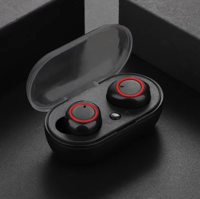 Red Беспроводная гарнитура Bluetooth 5,0 HD бас портативные 3D стерео игровые наушники для занятий спортом водонепроницаемые с микрофоном зарядная коробка - Цвет: Red