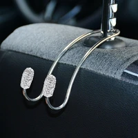 2pcs stainless steel car back seat hook rhinestones handbag headrest hanger holder universal interior part bling car accessories