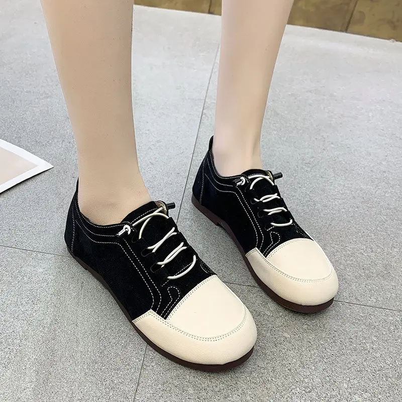 

Женская Повседневная Спортивная обувь на низком каблуке с цветными блокировками, с круглым носком, на плоской подошве, новинка весны 2021, жен...