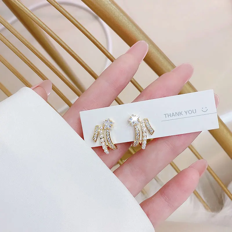 

YDL Fashion Shine Meteor Earrings Exquisite Trendy Lady Luxury Jewelry Glamour Temperament Jewelry Women Earrings Accessories
