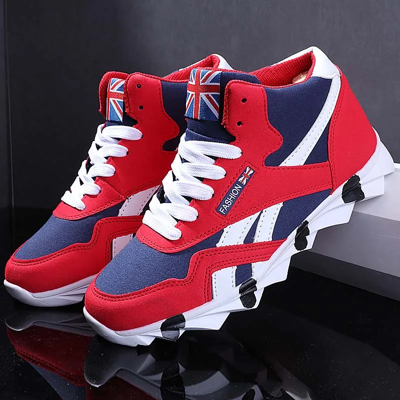 Высокая спортивная обувь для мужчин с клиновидной подошвой на шнуровке мужские