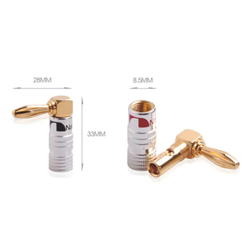 16-кратный Банановый штекер L-образный адаптер для динамика позолоченный s