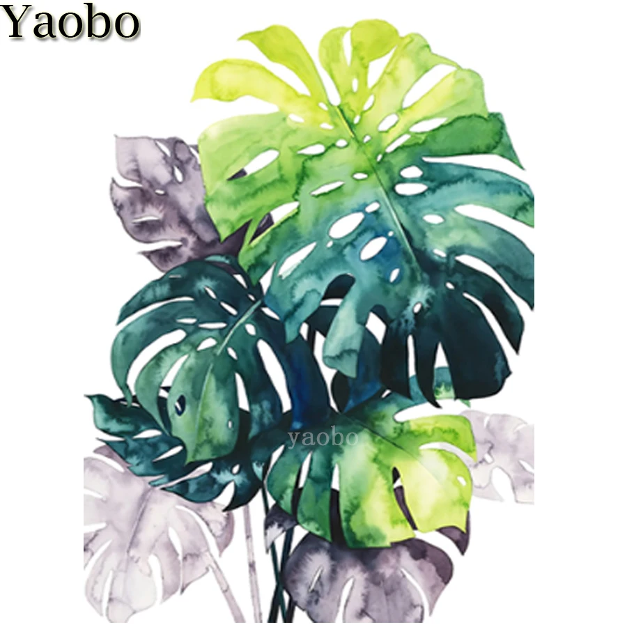 5D алмазная картина Diy Алмазная вышивка цвет тропические зеленые листья растение