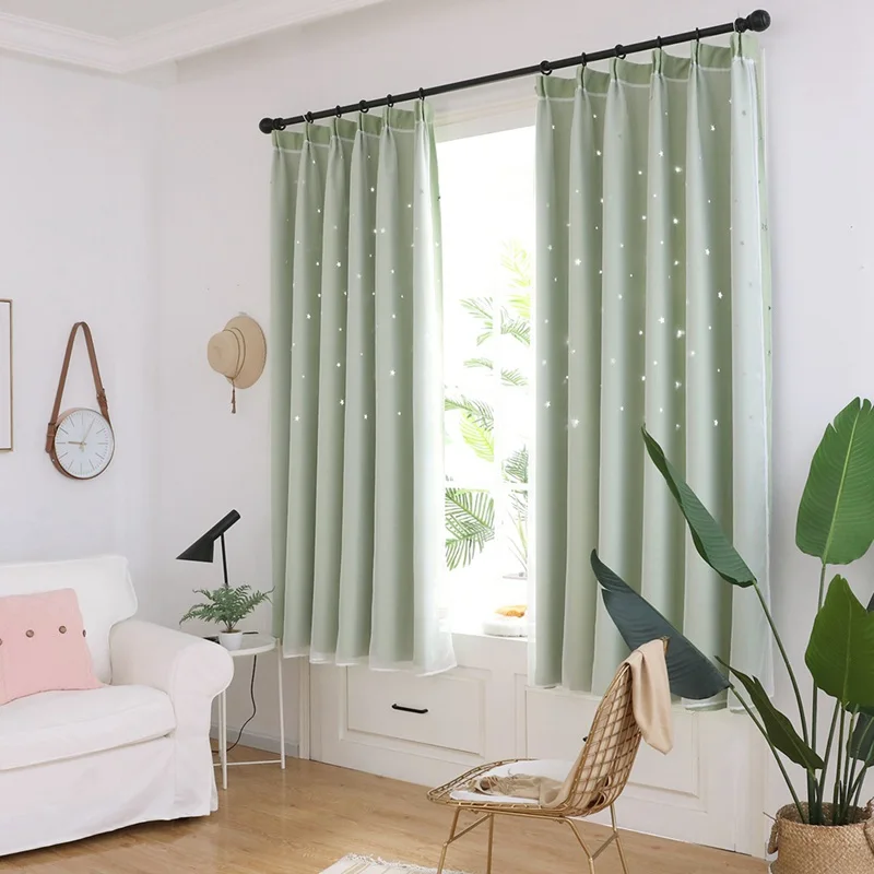 100*200cm Home Hollow Curtains Double Layers Blackout Hooking High Shading Stars Patterns For Sleeping Room | Дом и сад