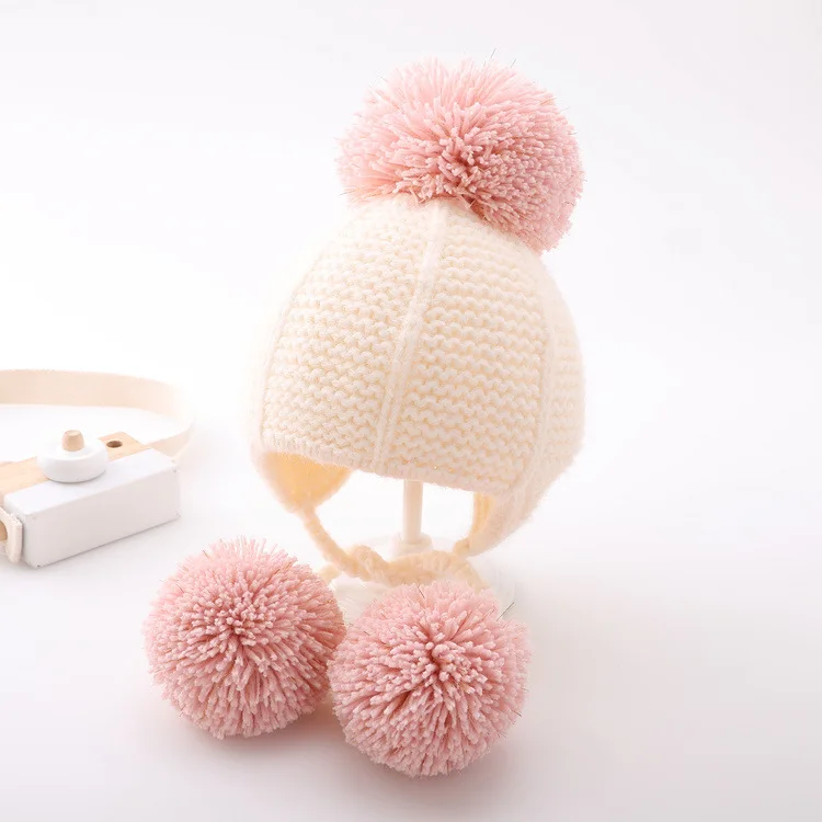 

W156 4-24 Month Baby Hat Autumn and Winter Girl's Knitted Beanies Girls Ear Caps