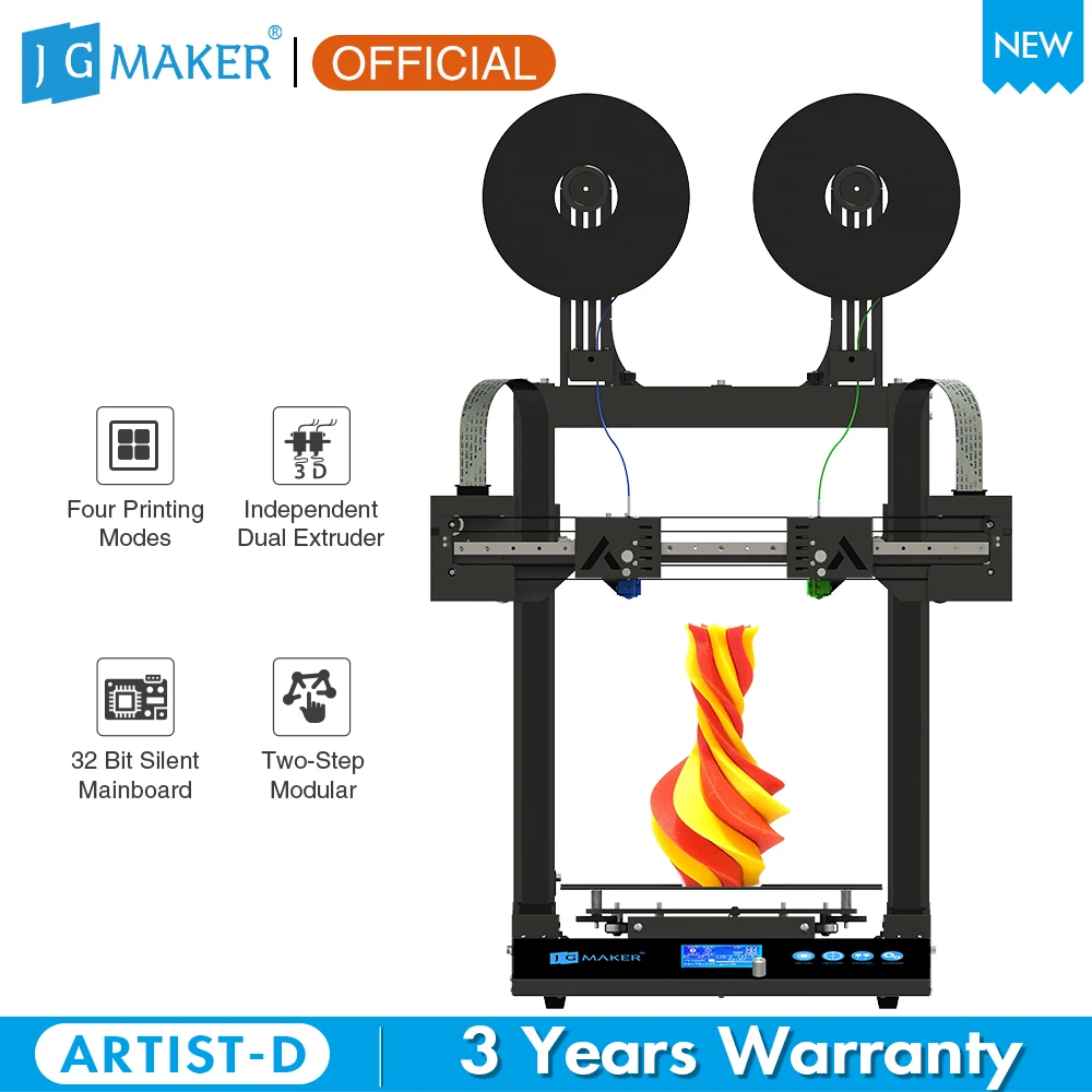 Модернизированный Профессиональный 3D принтер JGMAKER Artist D IDEX двойной независимый