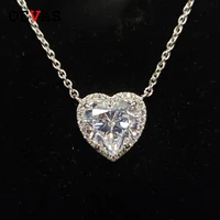 oevas solid 925 sterling silver sparkling 1010mm high carbon diamond heart pendant necklace wedding party bridal fine jewelry