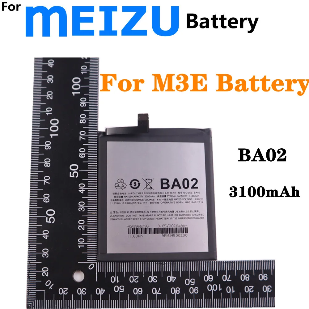 

BA02 Replacement Battery For Meizu Meilan M3E A680Q Smartphone Battery 3100mAh High Quality Batteries