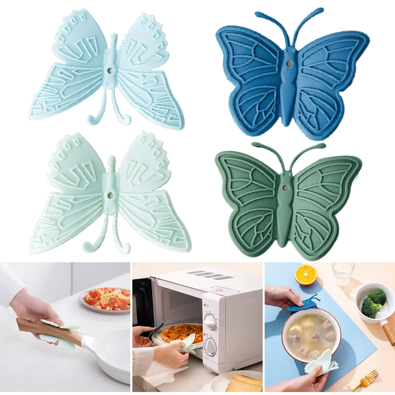 

2 PCS Silicone Oven Mitts with Butterfly Shape Mini Style Food-Grade Silicone Heat-Resistant Washable for Kitchen S7