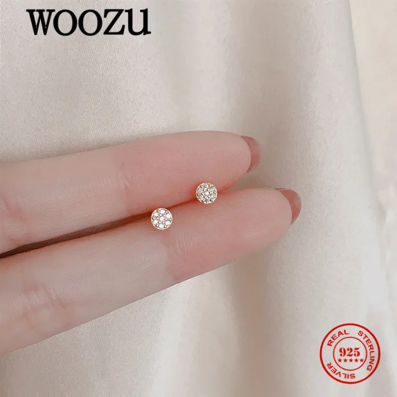 WOOZU 14k позолоченный 925 стерлингового серебра мини проложить Кристалл Циркон