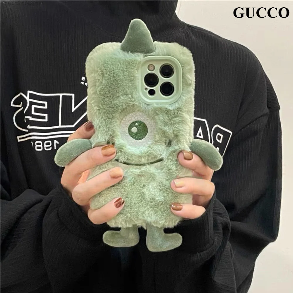 Disney Monsters University Winter Warm Soft Plush Case For IPhone 13 12 11 Pro Max X XR 7 8 Plus XS SE Aesthetic Cover Girl Y2k