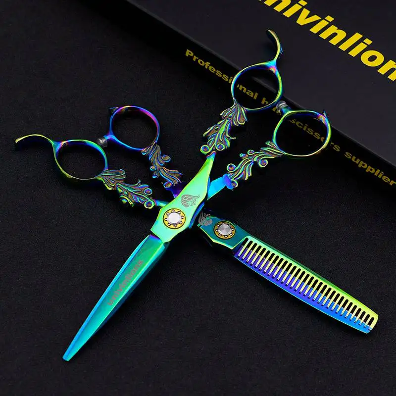 6 дюймов univinlions Rainbow 440C Профессиональные Парикмахерские ножницы Парикмахерские стрижки Парикмахерские ножницы японские ножницы для стрижки волос