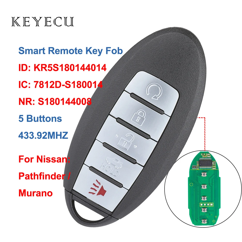 Keyecu S180144008 умный Автомобильный Брелок дистанционного управления с ключом 5 кнопок
