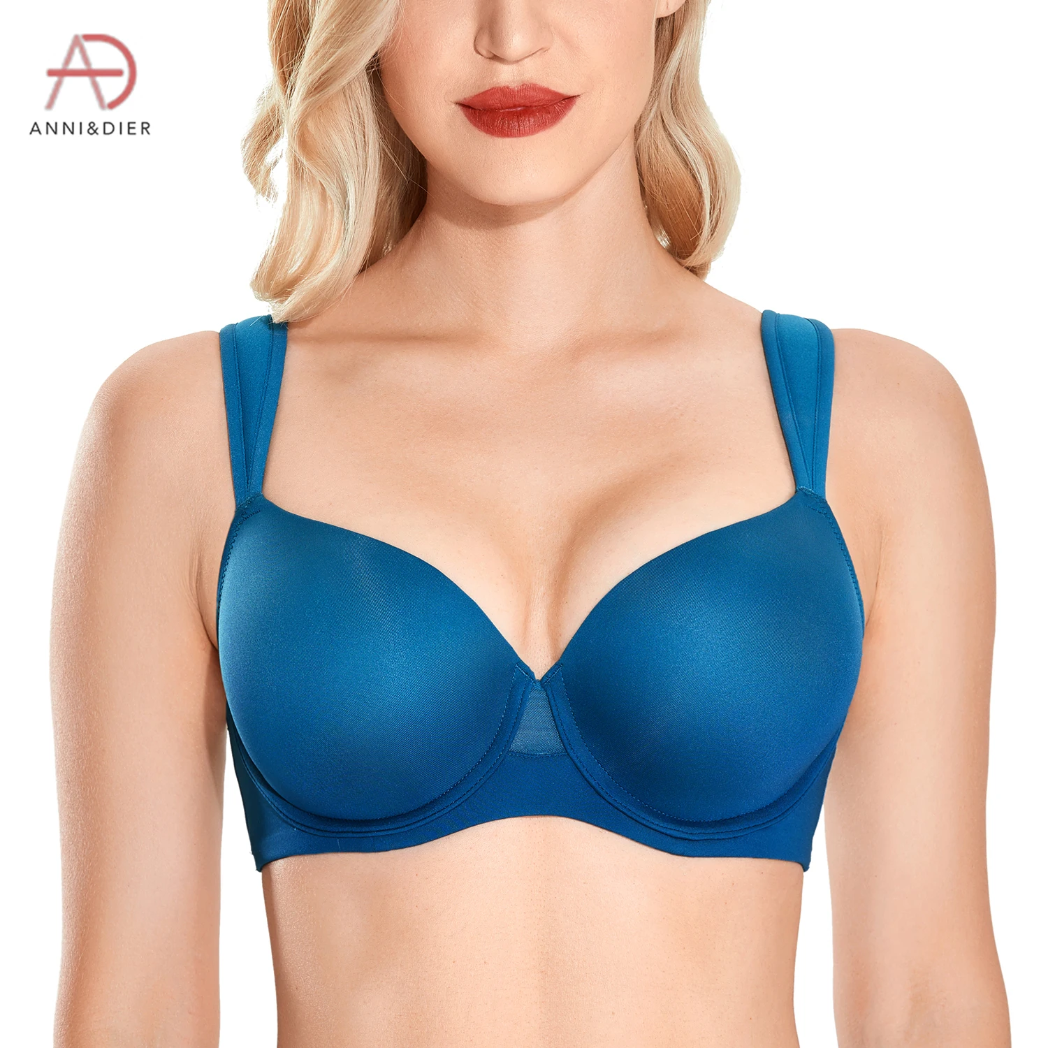Women's Seamless Plus Size T Shirt Bra Lightly Padded Support Strap Underwire Contour 34-46 B-F