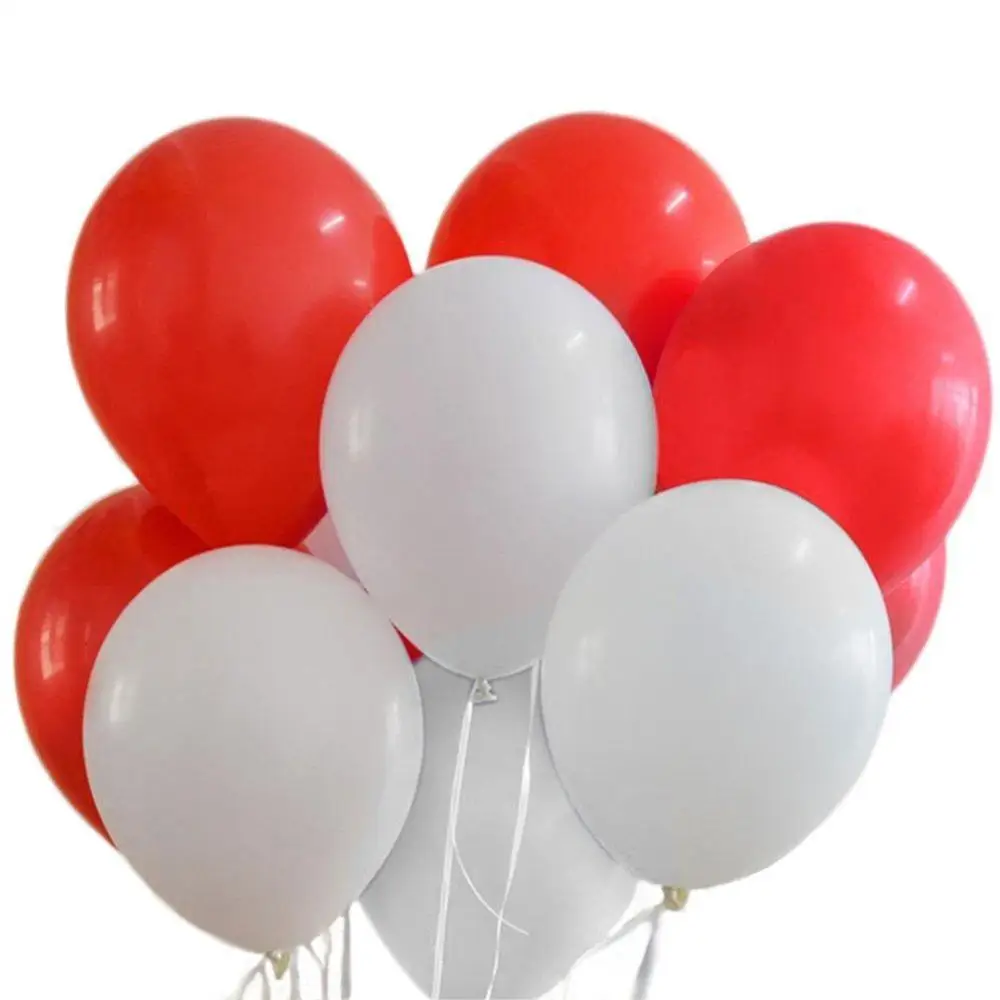 red white 12 шт 10 дюймов уплотненный латексный шар матовый шар Красный Черный Белый многоцветный шар на день рождения вечеринка Свадьба принадлежности - Цвет: red white