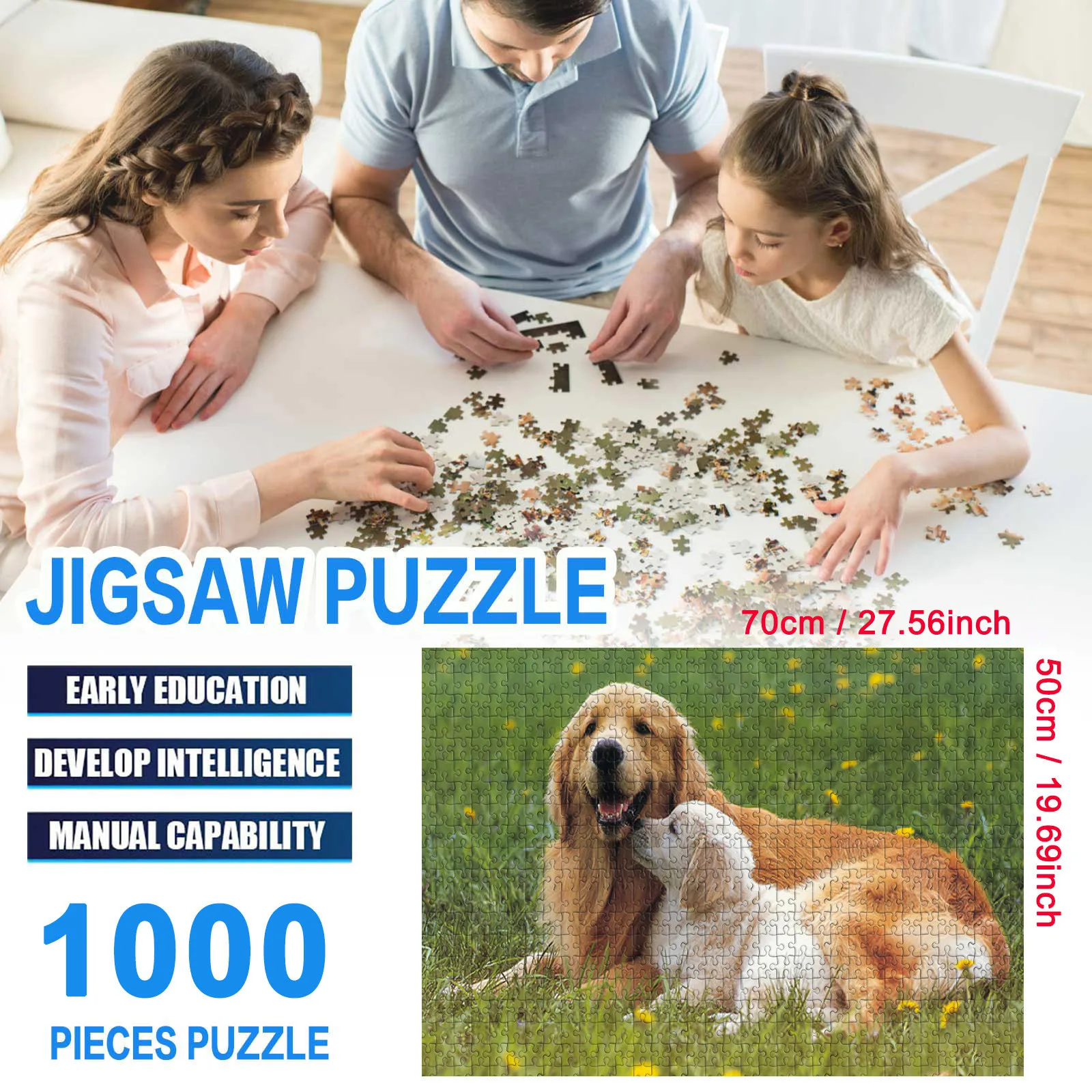 

HIINST 1000pcs Pet Dog Golden Retriever Picture Jigsaw Puzzle Toys Kid Educational Toy Adult Building Block Game