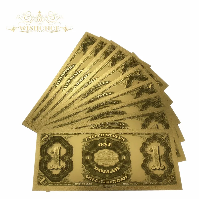 10 шт./лот Красивая американская банкнота 1891 год USD 1 доллар в 24k позолоченные