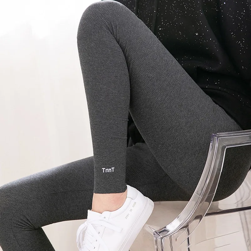 Женские Pantalon Femme резьбовые хлопчатобумажные вышитые буквы обтягивающие колготки