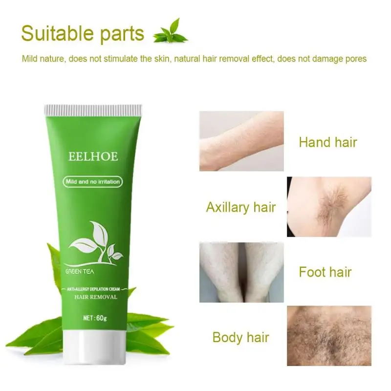 

Green Tea Anti-allergic Painless Hair Removal Cream Soothing Repair Skin Decompose Hair Follicle Natural Depilatory Cream TSLM2