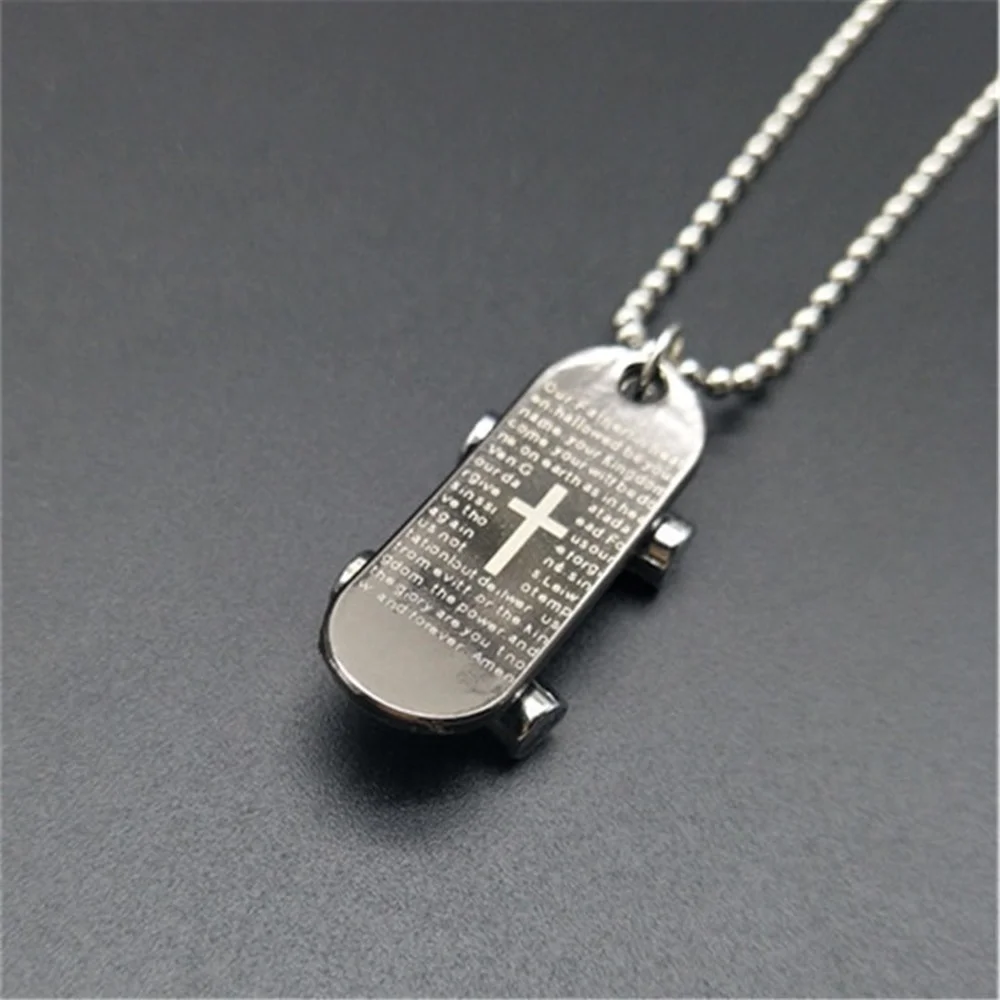 

European and American fashion trend hip-hop rock unisex party scooter pendant lettering couple titanium steel cross necklace