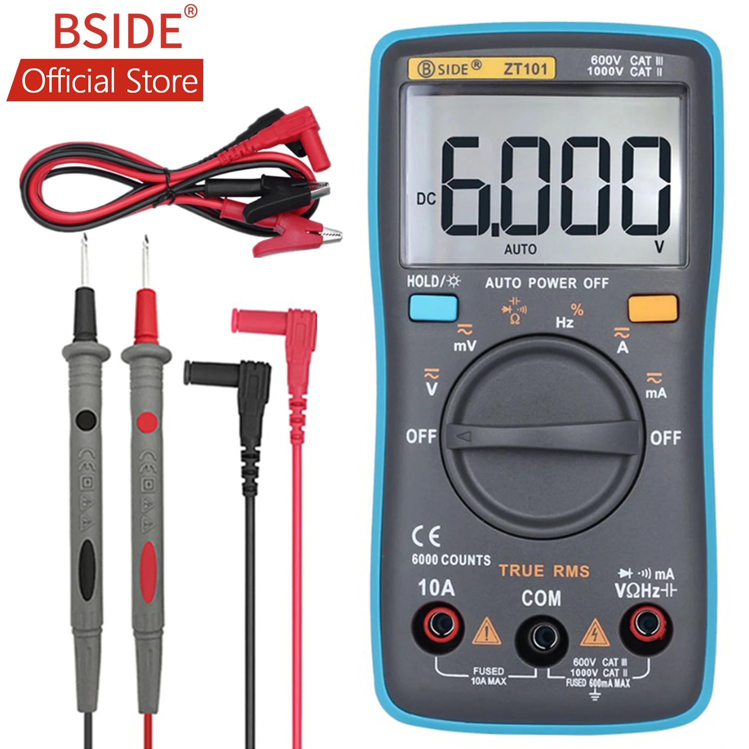 BSIDE Ture RMS цифровой мультиметр ZT101 Многофункциональный AC/DC Напряжение Ток Сопротивление Емкость Частота тестер