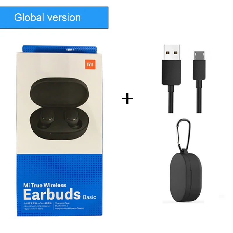 Gl black case Xiaomi Redmi Airdots TWS Bluetooth 5,0 наушники стерео беспроводные активные шумоподавления с микрофоном свободные Наушники управление AI - Цвет: Gl black case