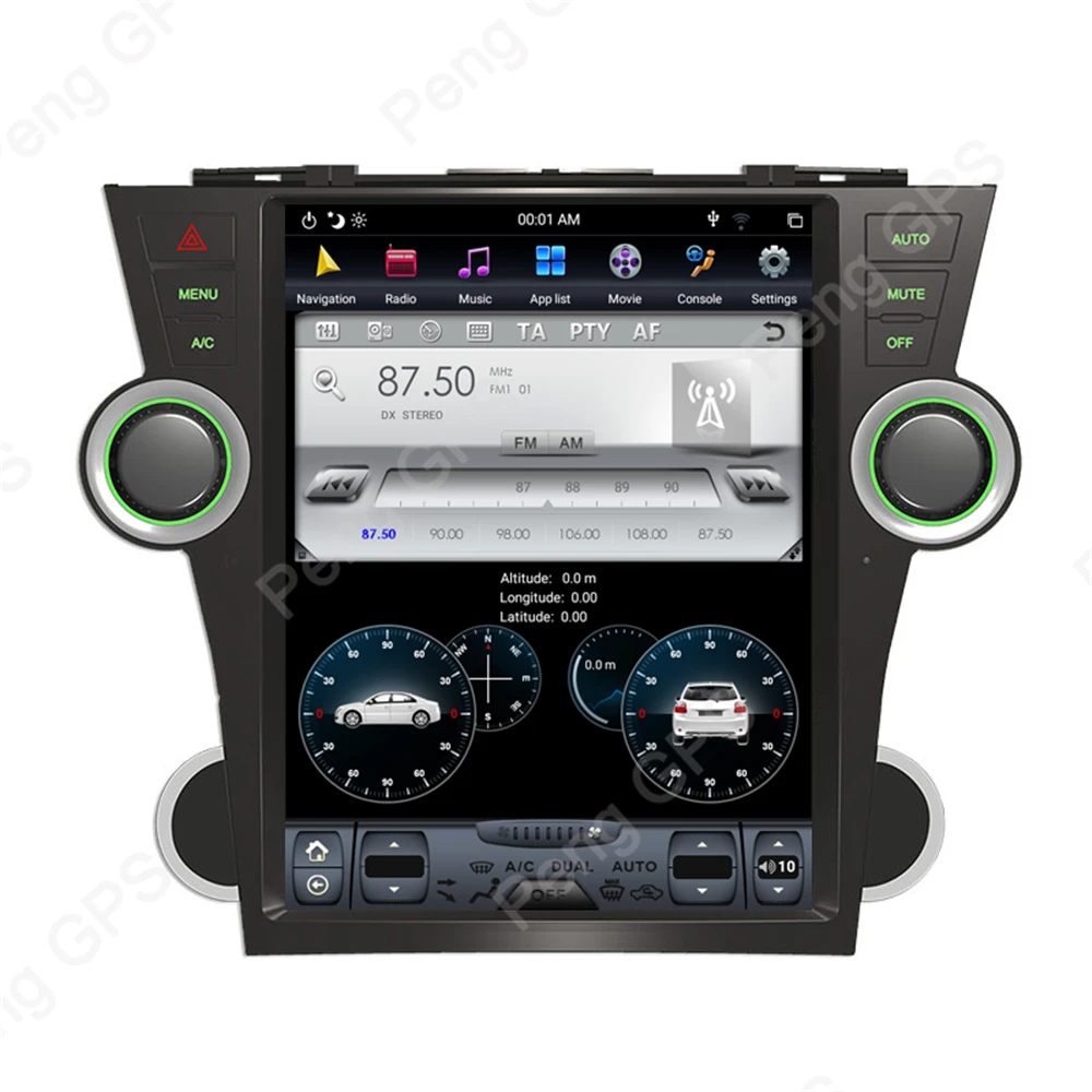 6 ядерный Android 8,1 Tesla стиль автомобиля радио forToyota Highlander 2009-2013 gps-навигация, dvd-плеер сенсорный экран монитор 4H видео
