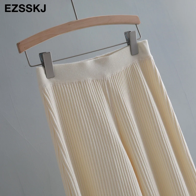 casual Elastic Waist Trousers Thick Knitted Women Harem Pants Autumn Winter Sport swear female sweater Radish pants Grandma