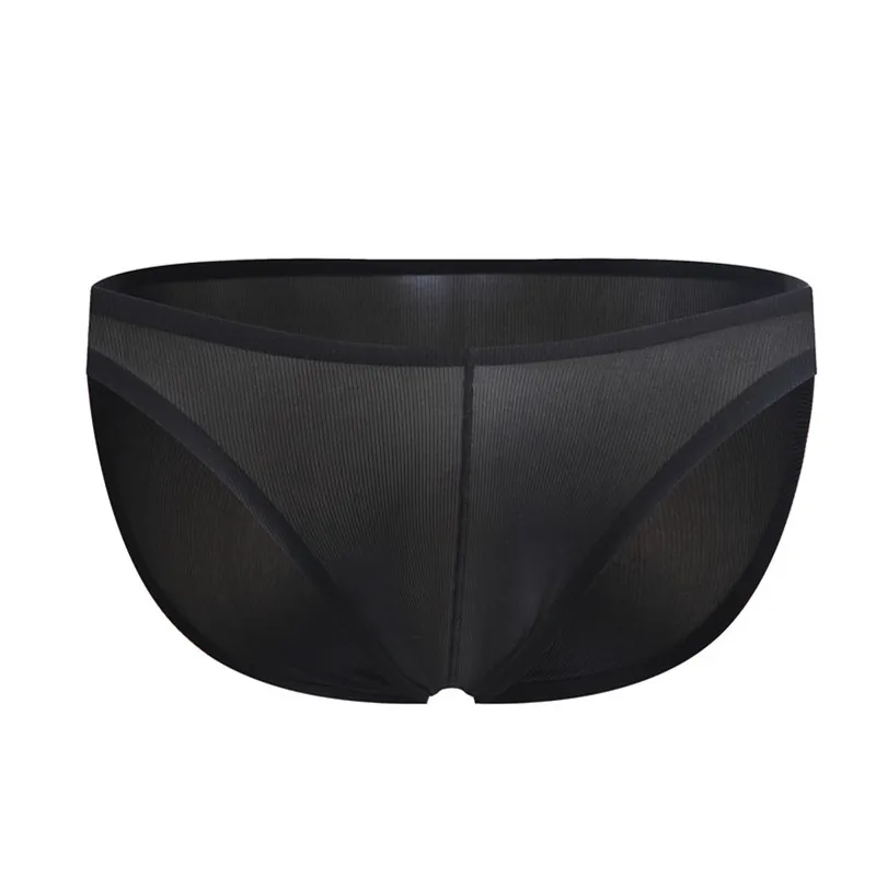 

Men's Seamless Briefs Japanese Thin Ice Silk Translucent U-convex Breathable Low Waist Large Size Underwear Bikini Briefs