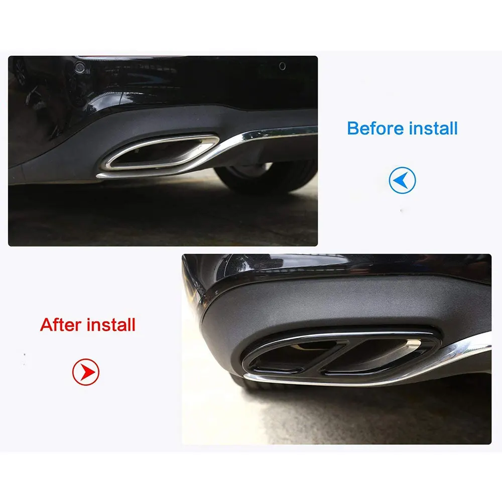 

Stainless Steel Pipe Throat Exhaust Outputs Tail Frame Cover for 2019-21 Mercedes-Benz A W177 2021 E-Class W213 C-Class W205