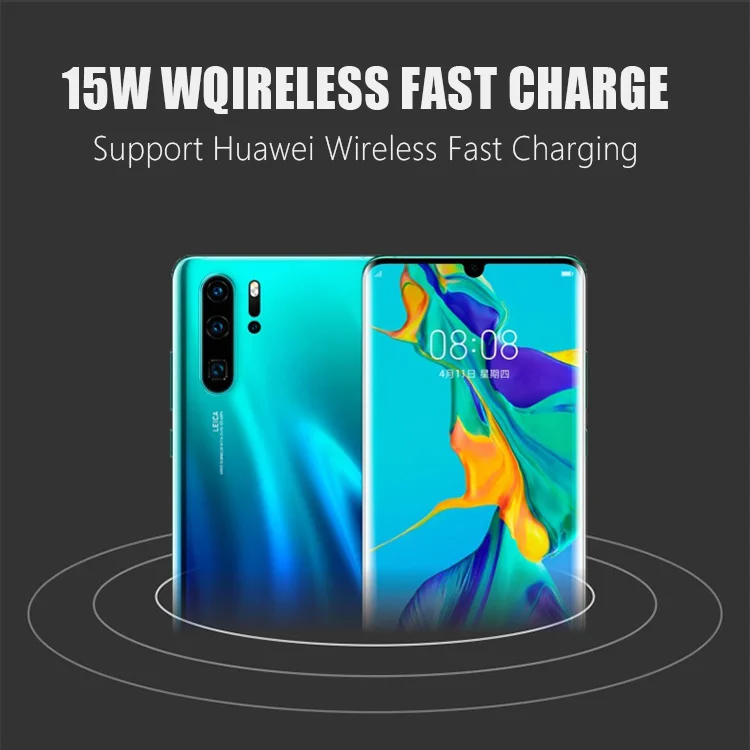 Ultra-thin Metal Square 15W Wireless Quick Charger for iPhone X Samsung Note 10 Huawei Mate 20 Pro Qi Fast Wireless Charging Pad