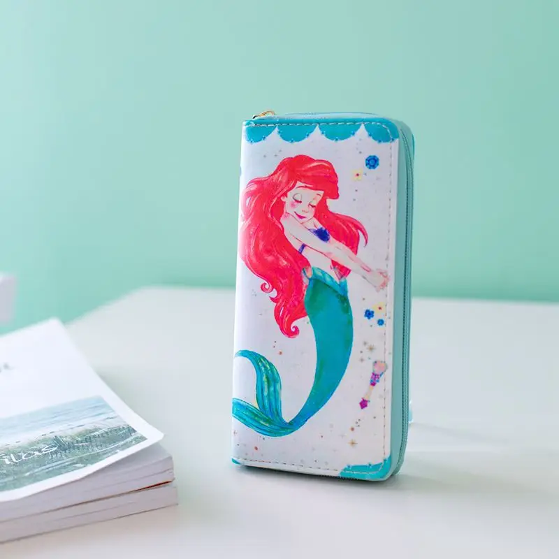 Модный длинный кошелек Disney с рисунком русалки милый вместительный клатч