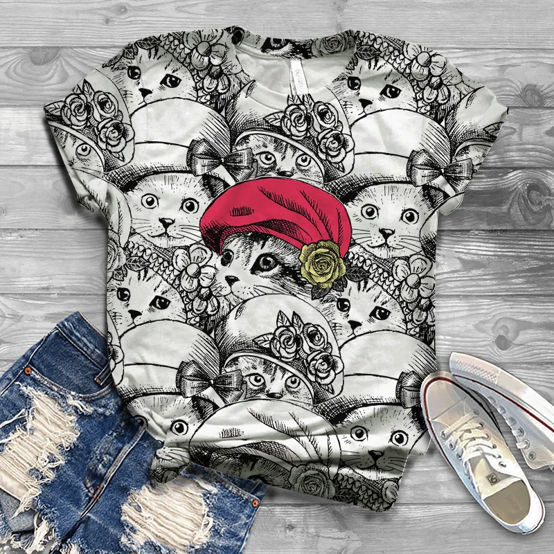 

2021 Ladies T-shirt Harajuku Large-size Graphic Style Cute Animal Free Bird 3D Printing New Fashion Original Ladies T-shirt