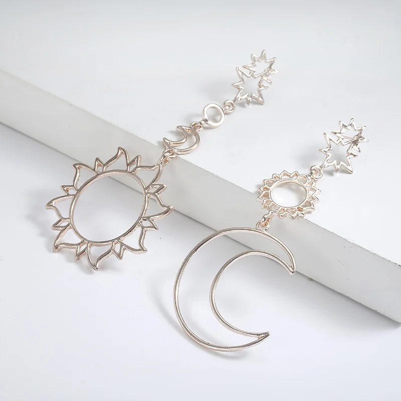 Женские серьги богемные полые луна солнце Assymetric висячие для