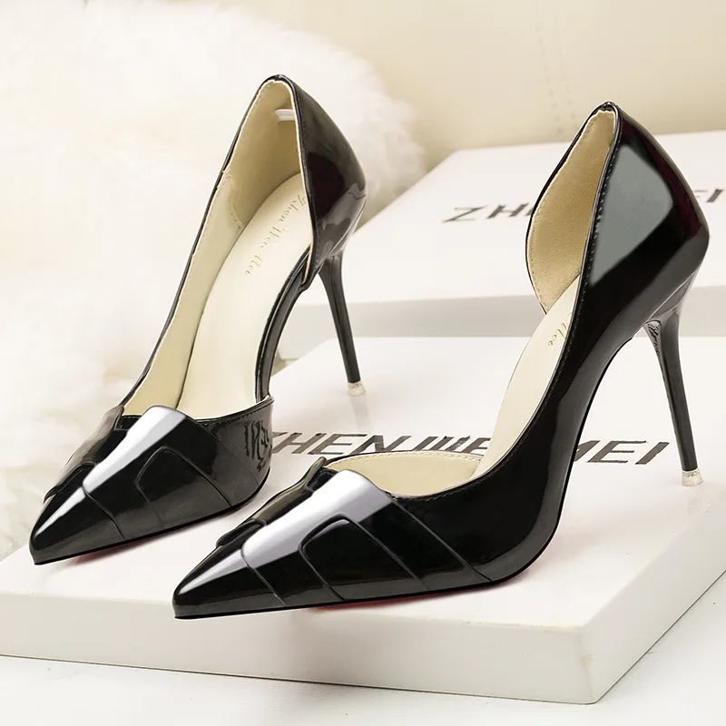 

Women High Heel Office Thin Heels Pumps Women Shoes Pointed Toe Patent Leather Wedding Dress Shoes Women Chaussures Femme