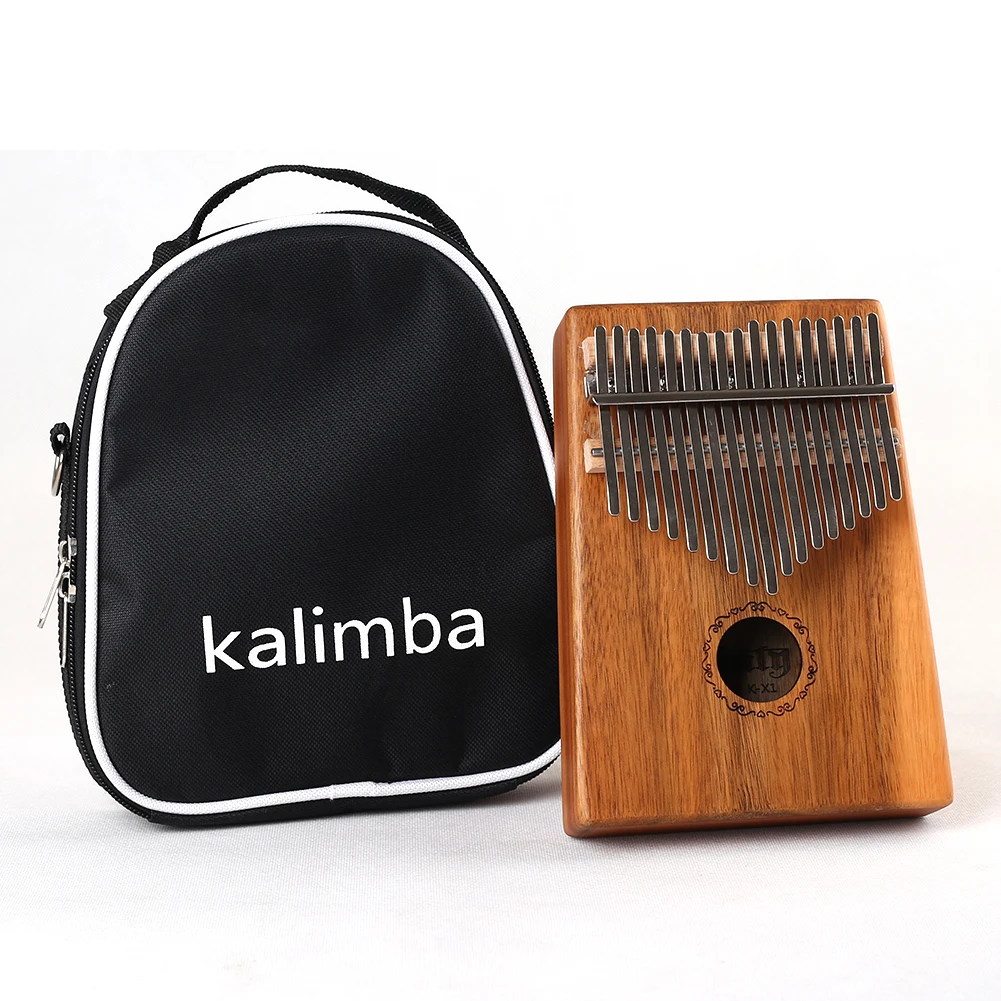 

17 клавиш Kalimba дерево акации большой палец Пианино музыкальный инструмент с настройкой молотка ткань наклейка на мешок для начинающих