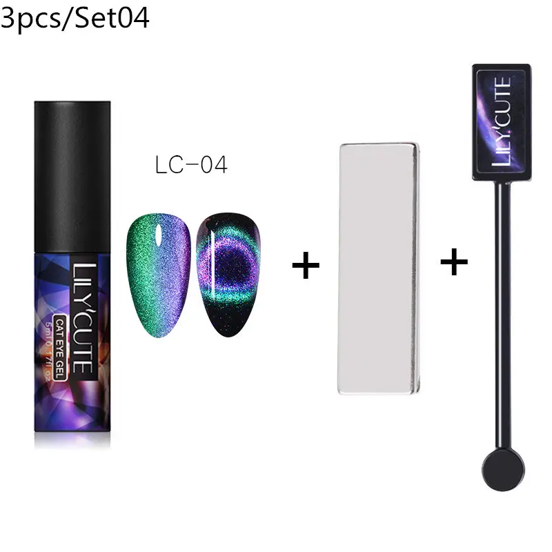 magnet 3pcs 04 LILYCUTE 9D Auroras ногтей Гель-лак «кошачий глаз» Гель-лак для использования с магнитом звездное небо замочить от УФ Магнитный Гель-лак для ногтей 5 мл - Цвет: magnet 3pcs 04