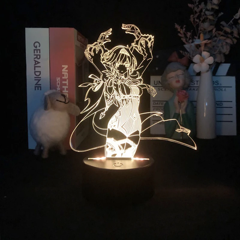 

3d Lamp Genshin Impact Eula Game Dropship 3D Night Light Alarm Clock Base Lamp 7 Color with Remote Table Decorative Indoor Kids