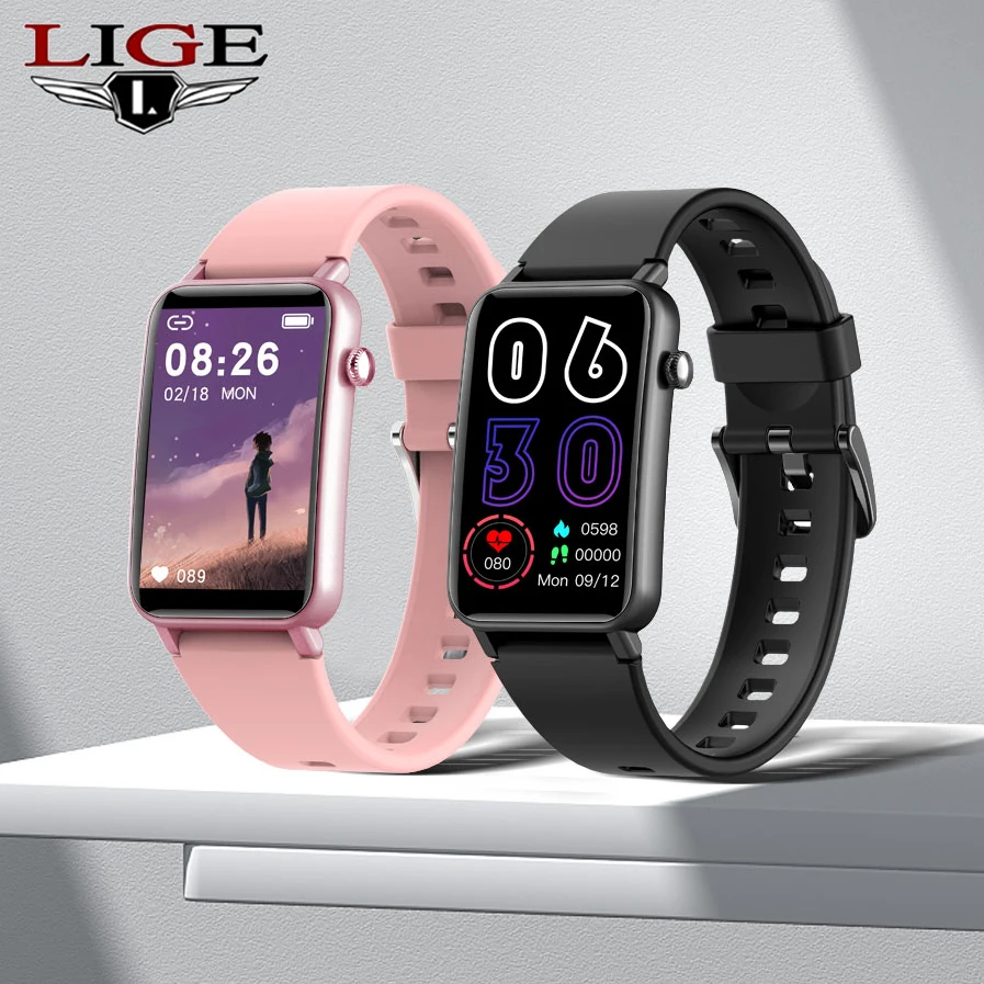

LIGE 1.57 inch Smart Watch Bluetooth Fitness Tracker Heart Rate Pedometer IP68 waterproof Women Smartwatch Men for Android iOS