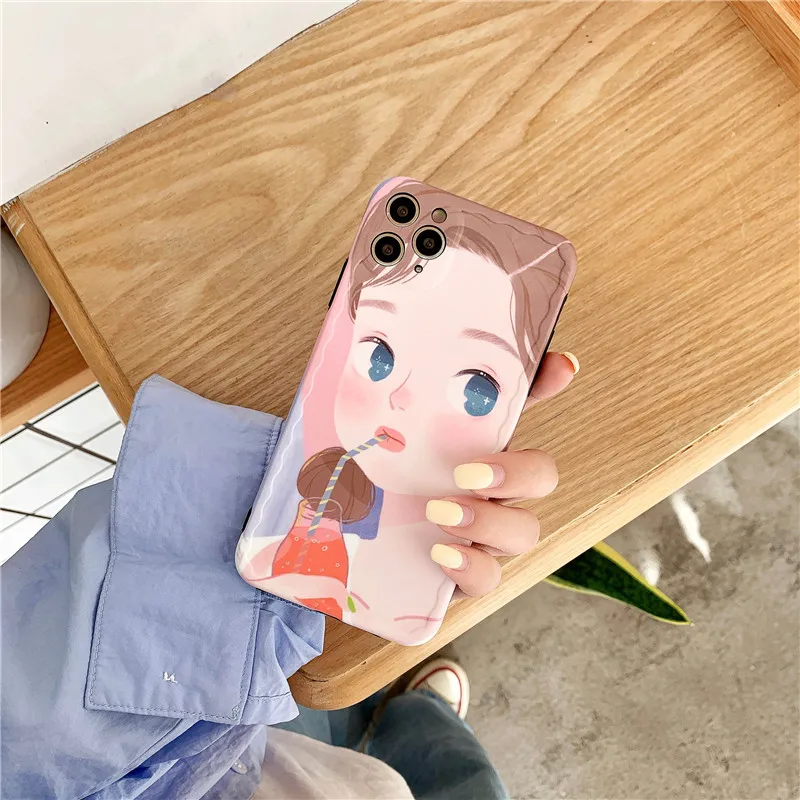 Противоударный чехол для телефона с милой мультяшной девушкой iPhone 11 Pro Max 7 8 Plus SE