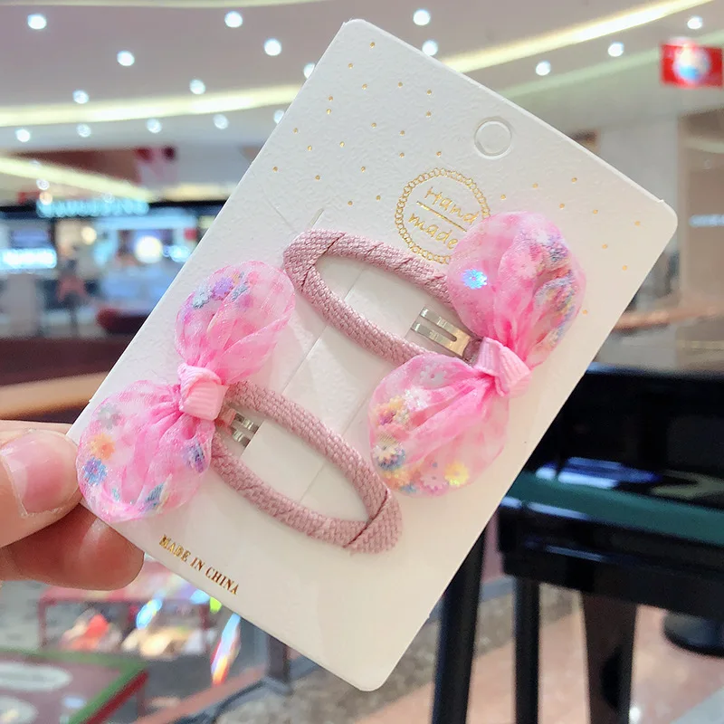 

2Pcs set Fashion Yarn Printed Bowknot Hair Clips For Cute Girls Barrettes Safty Hairpins Headwear Kids Hair Accessorie